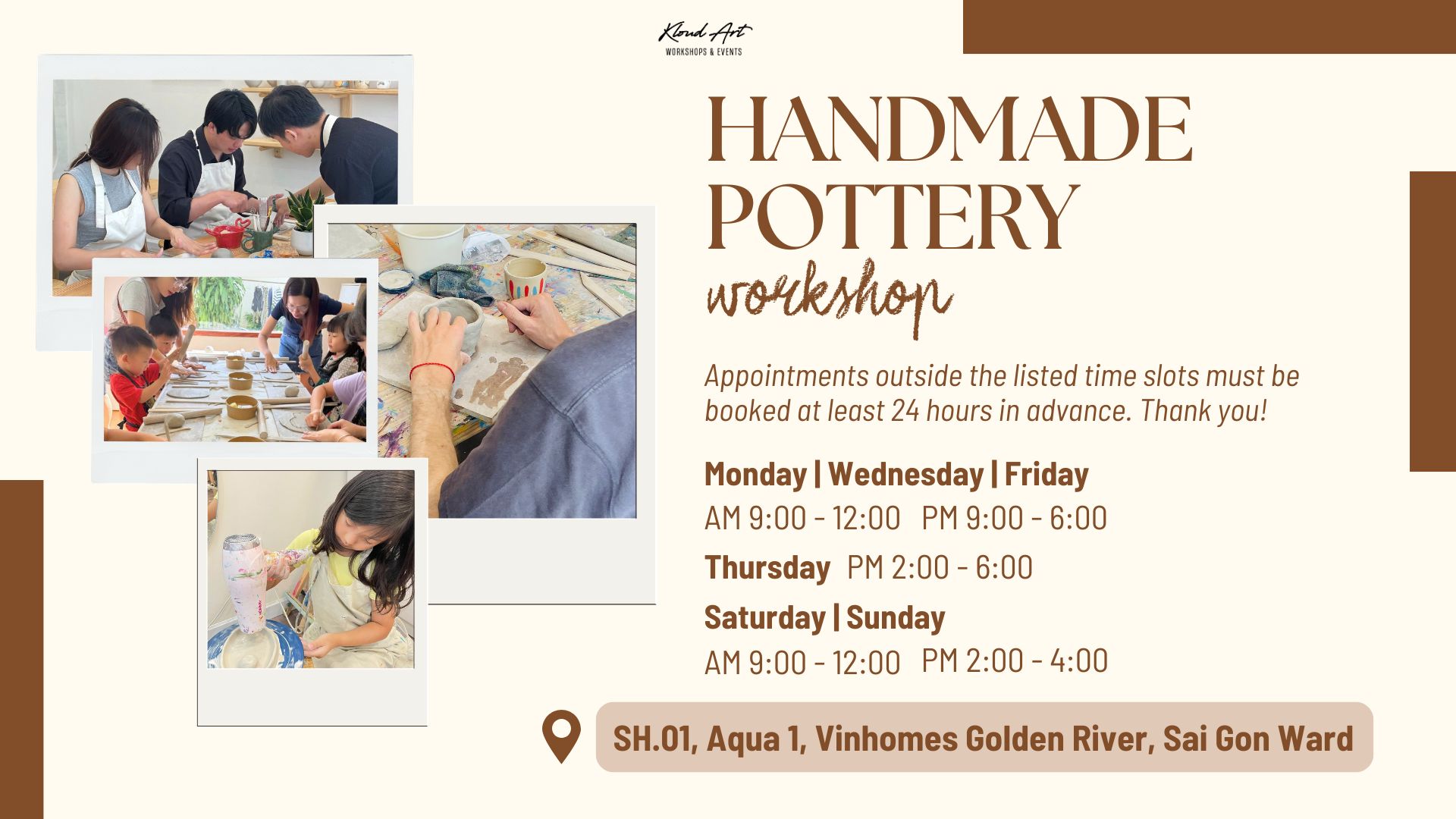 [Kloud Art - Vinhomes Golden River] POTTERY WORKSHOP