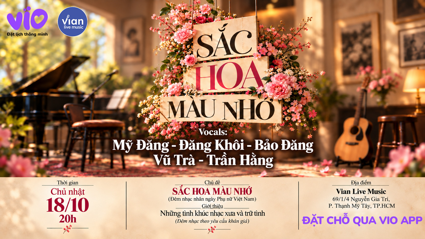 Vian Live Music: Đêm nhạc “Sắc Hoa Màu Nhớ”