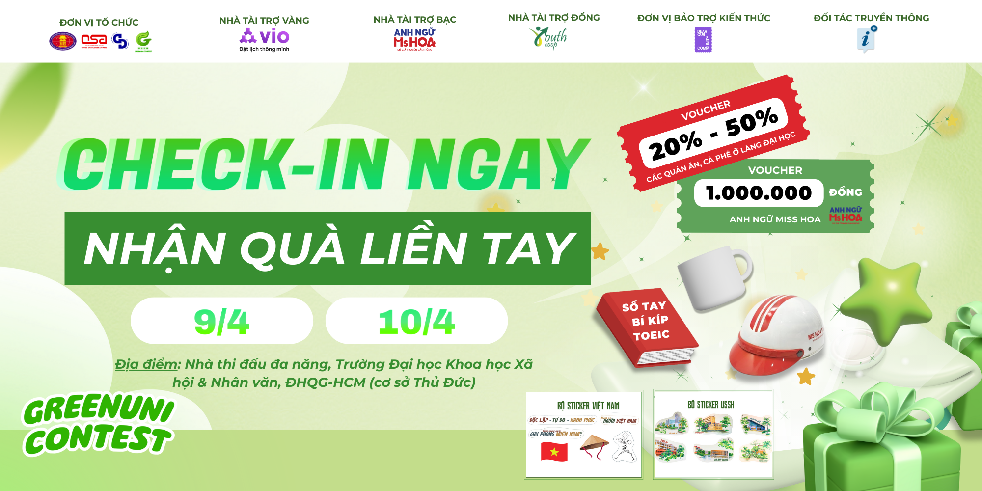 GREENUNI CONTEST || CUỘC THI NÂNG CAO KIẾN THỨC VỀ ĐẠI HỌC XANH || CHECK-IN NGAY NHẬN QUÀ LIỀN TAY